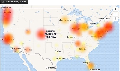 yesterday outages across internet country comcast outage